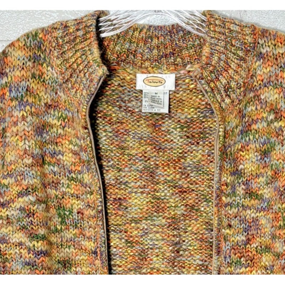 Vintage Wool Blend Marled Zip Sweater Vest Womens M Grandpa Rustic Earthy Fall - Picture 5 of 10